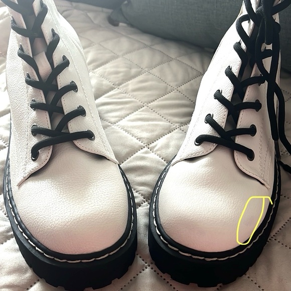 White Harley Lace-up Combat Moto Boots sz 7,5 - Picture 15 of 15